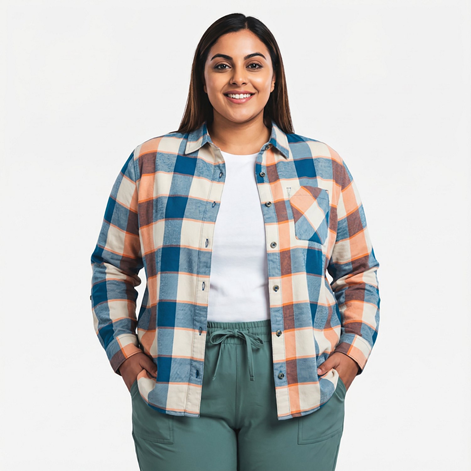 Magellan Outdoors Women's Willow Creek Plaid Plus Size Long Sleeve T-shirt - view number 2