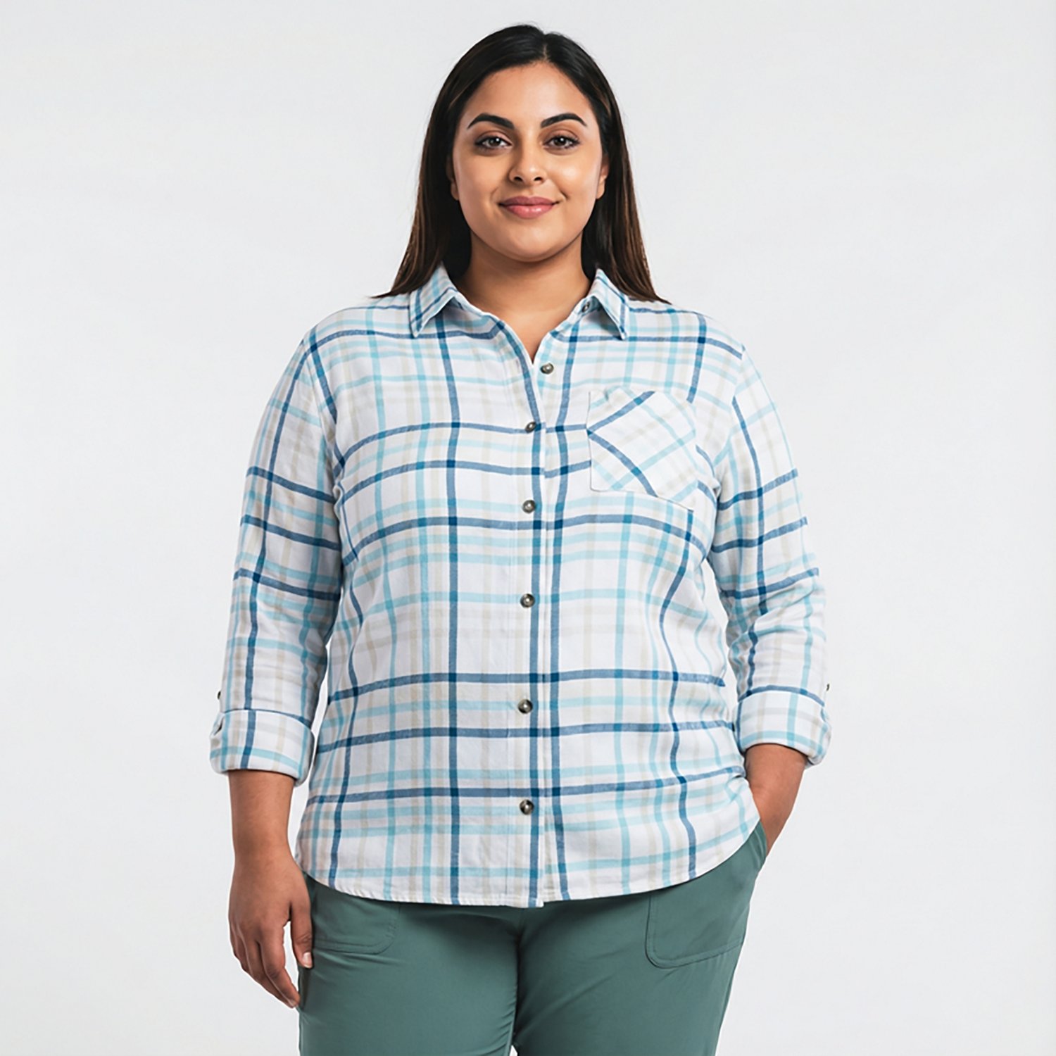 Magellan Outdoors Women's Willow Creek Plaid Plus Size Long Sleeve T-shirt - view number 2