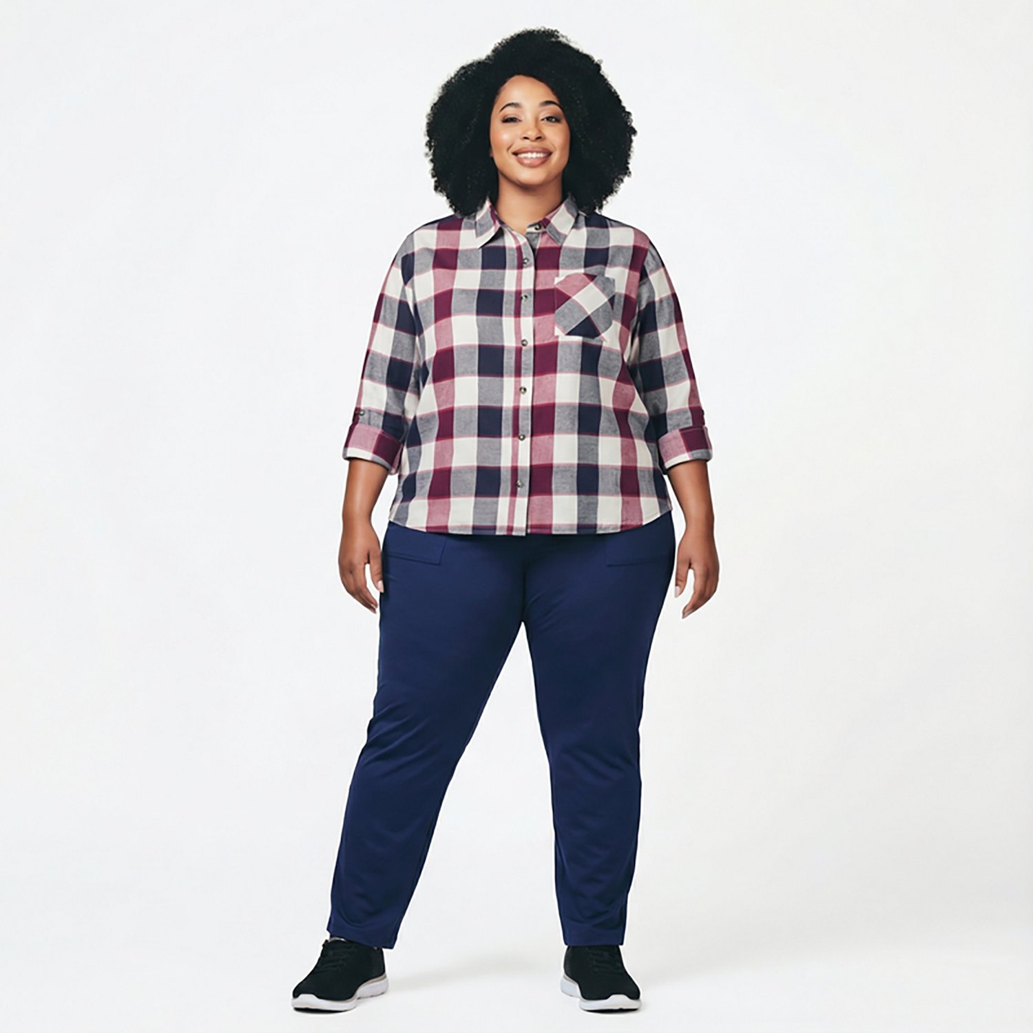 Magellan Outdoors Women's Willow Creek Plaid Plus Size Long Sleeve T-shirt