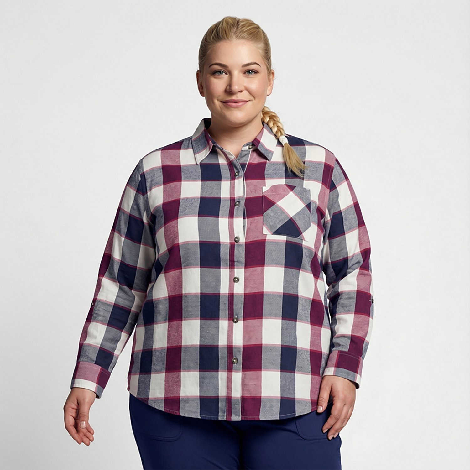 Magellan Outdoors Women's Willow Creek Plaid Plus Size Long Sleeve T-shirt - view number 2