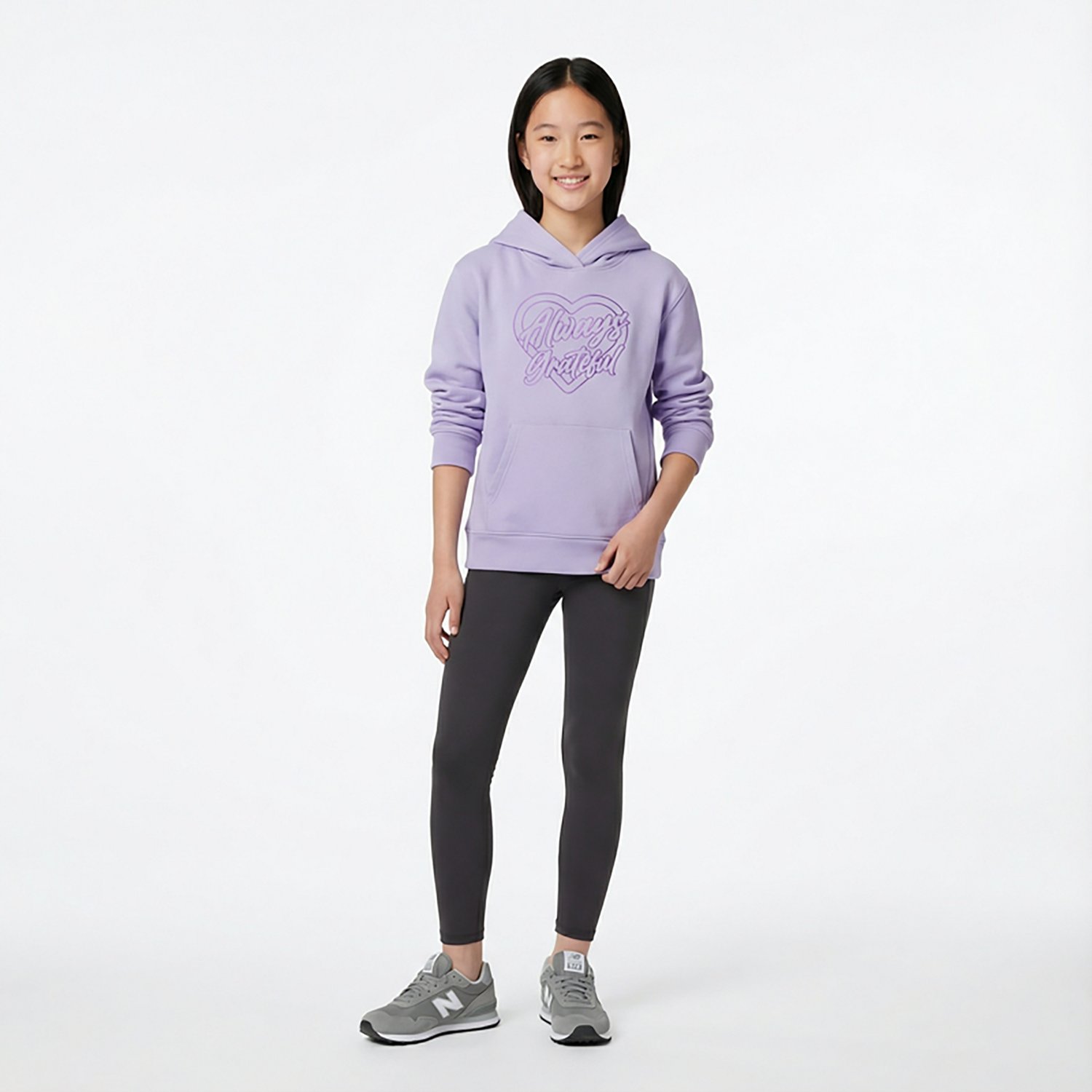 BCG Girls' Cotton Fleece Grateful Print Hoodie