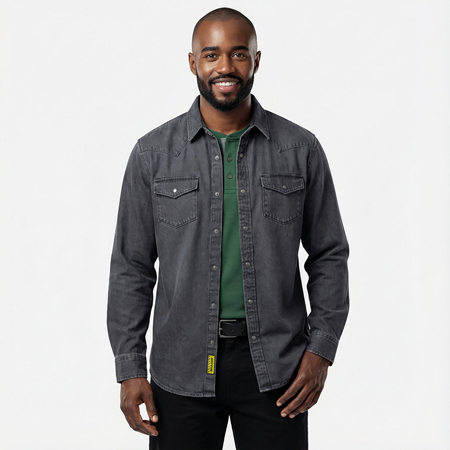 Brazos Men's Ranch Hand Denim Long Shirt Work Shirt - view number 2