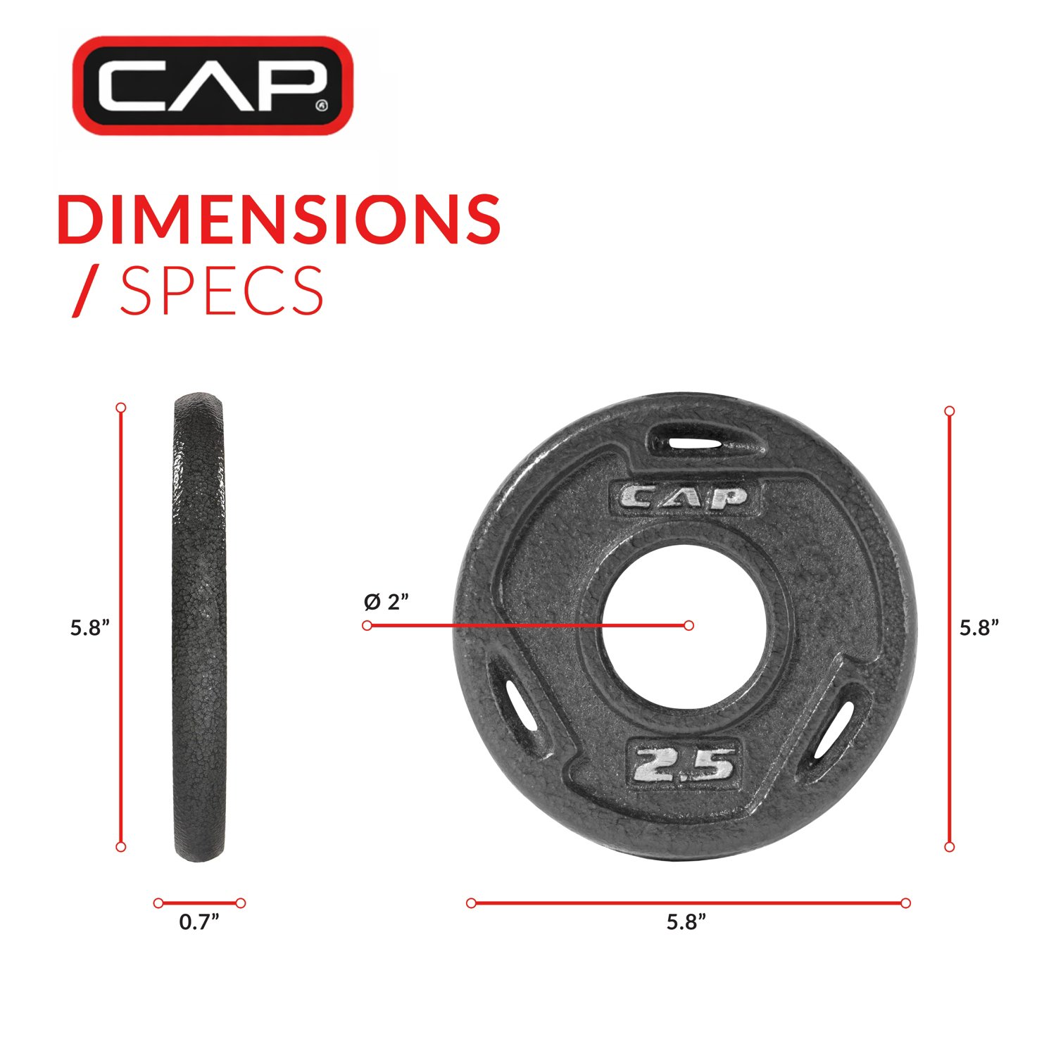 CAP Barbell 2.5 lb. Olympic Grip Plate - view number 3