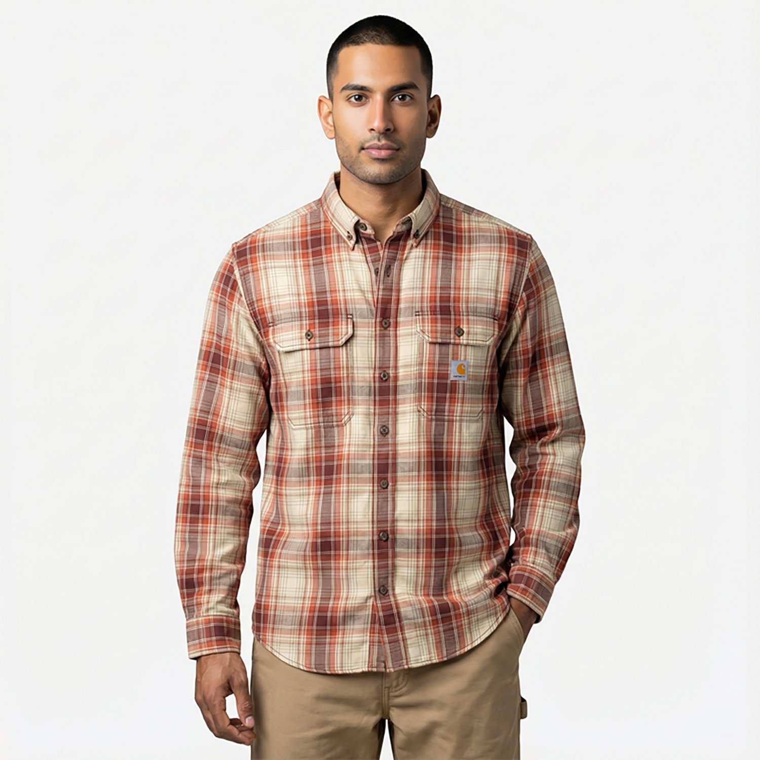 Carhartt Men's Flame-Resistant Force Rugged Flex Loose Fit Midweight Twill Plaid Shirt - view number 2