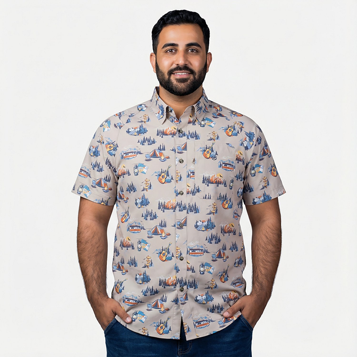 Magellan Outdoors Men's Hickory Canyon Print Short Sleeve Shirt                                                                  - view number 2