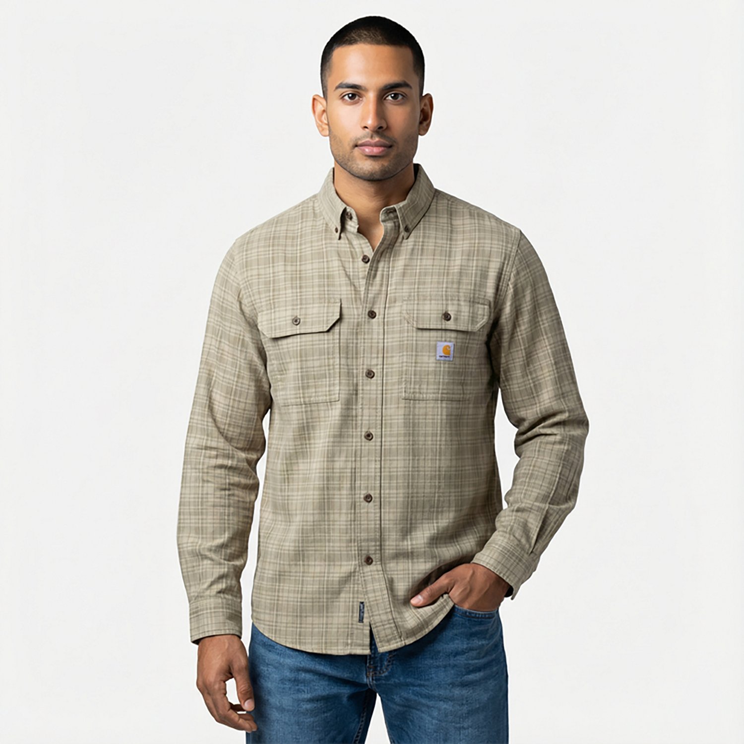 Carhartt Men's Loose Fit Midweight Chambray Long Sleeve Plaid Shirt - view number 2