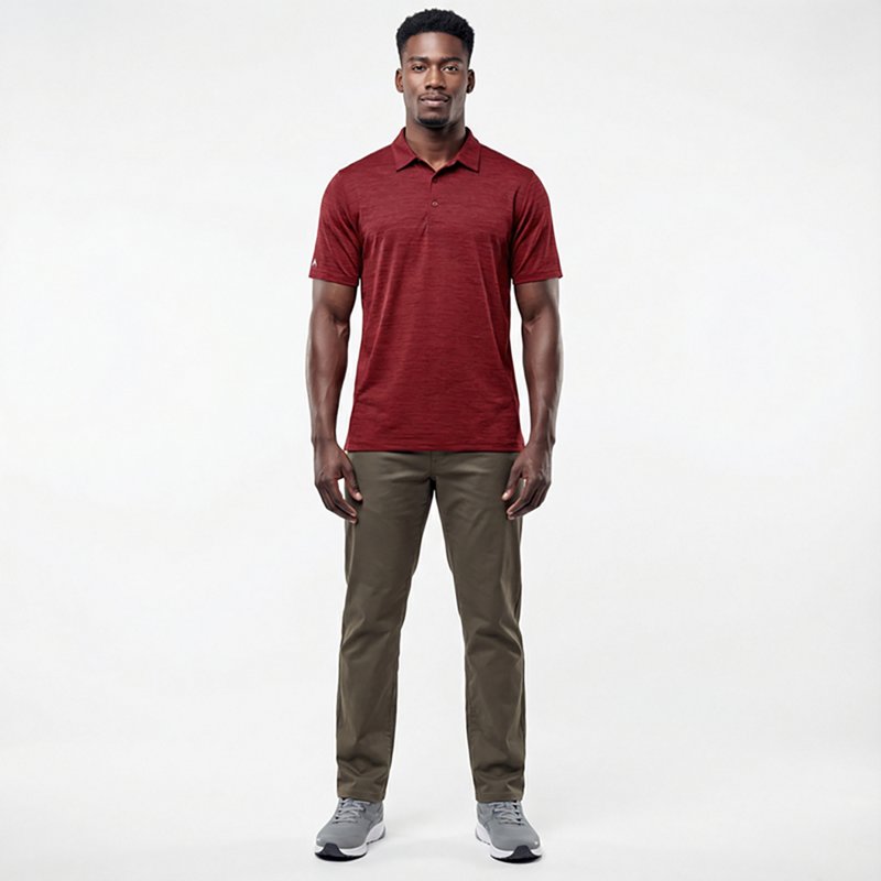 Antigua Layout Mens Short Sleeve Polo Shirt, Medium, Red