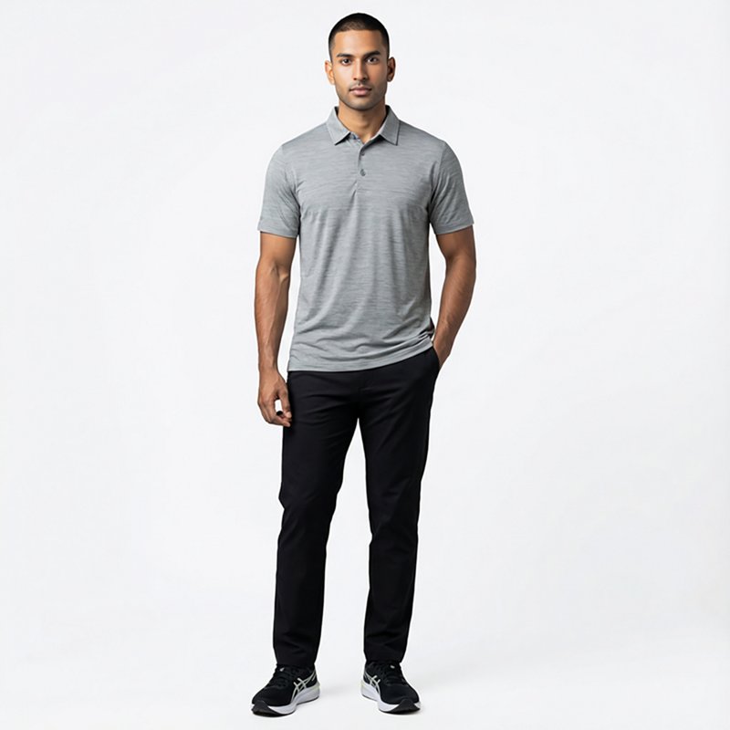 Antigua Layout Mens Short Sleeve Polo Shirt, Medium, Gray