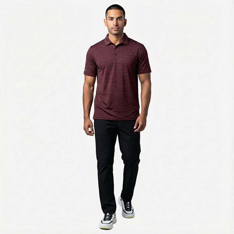 Antigua Layout Mens Short Sleeve Polo Shirt, Medium, Red