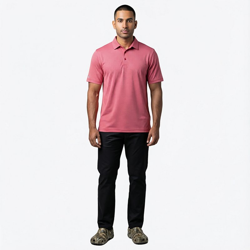 Antigua Rings Mens Short Sleeve Polo Shirt, Medium, Red