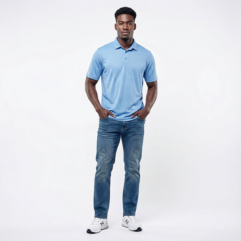 Antigua Rings Mens Short Sleeve Polo Shirt, Medium, Blue