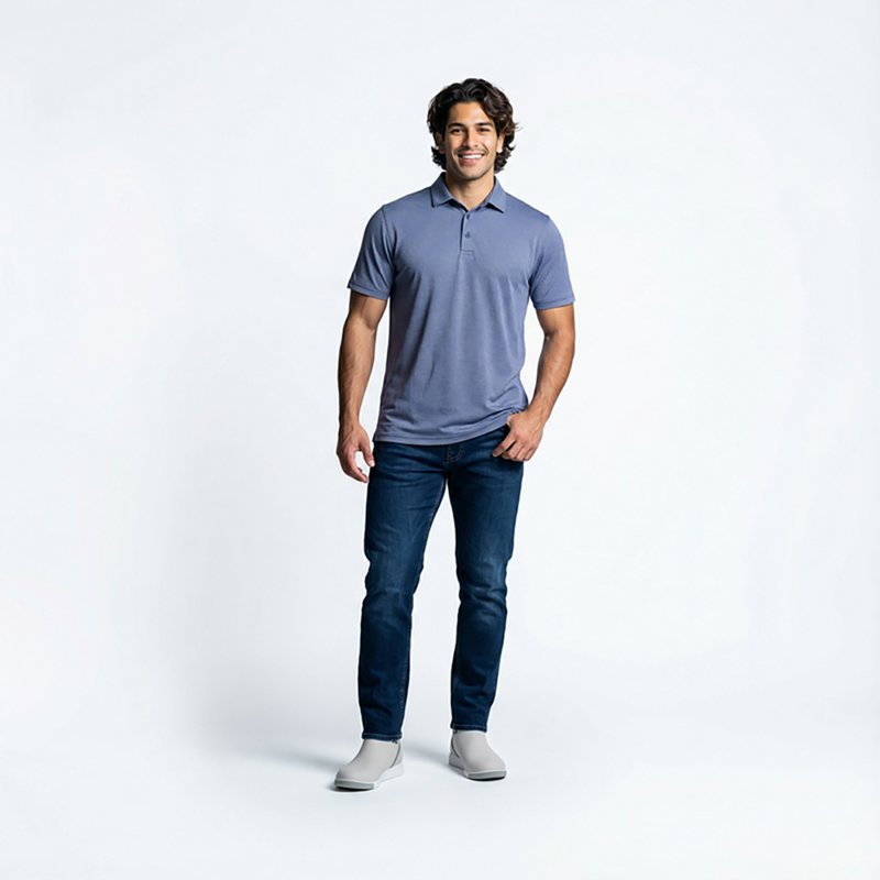 Antigua Rings Mens Short Sleeve Polo Shirt, Medium, Blue