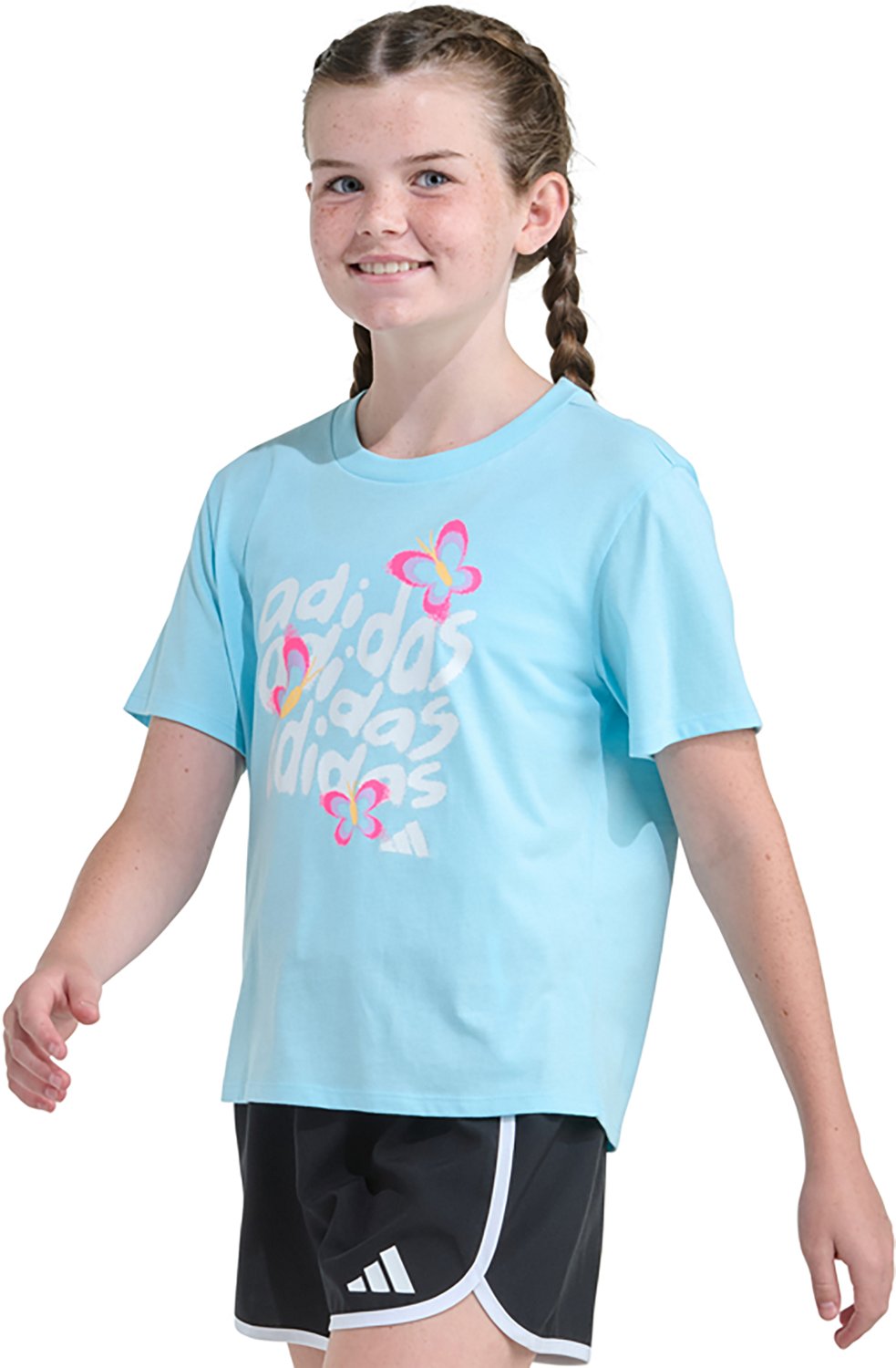 adidas Girls' Butterflies Graphic T-shirt - view number 3