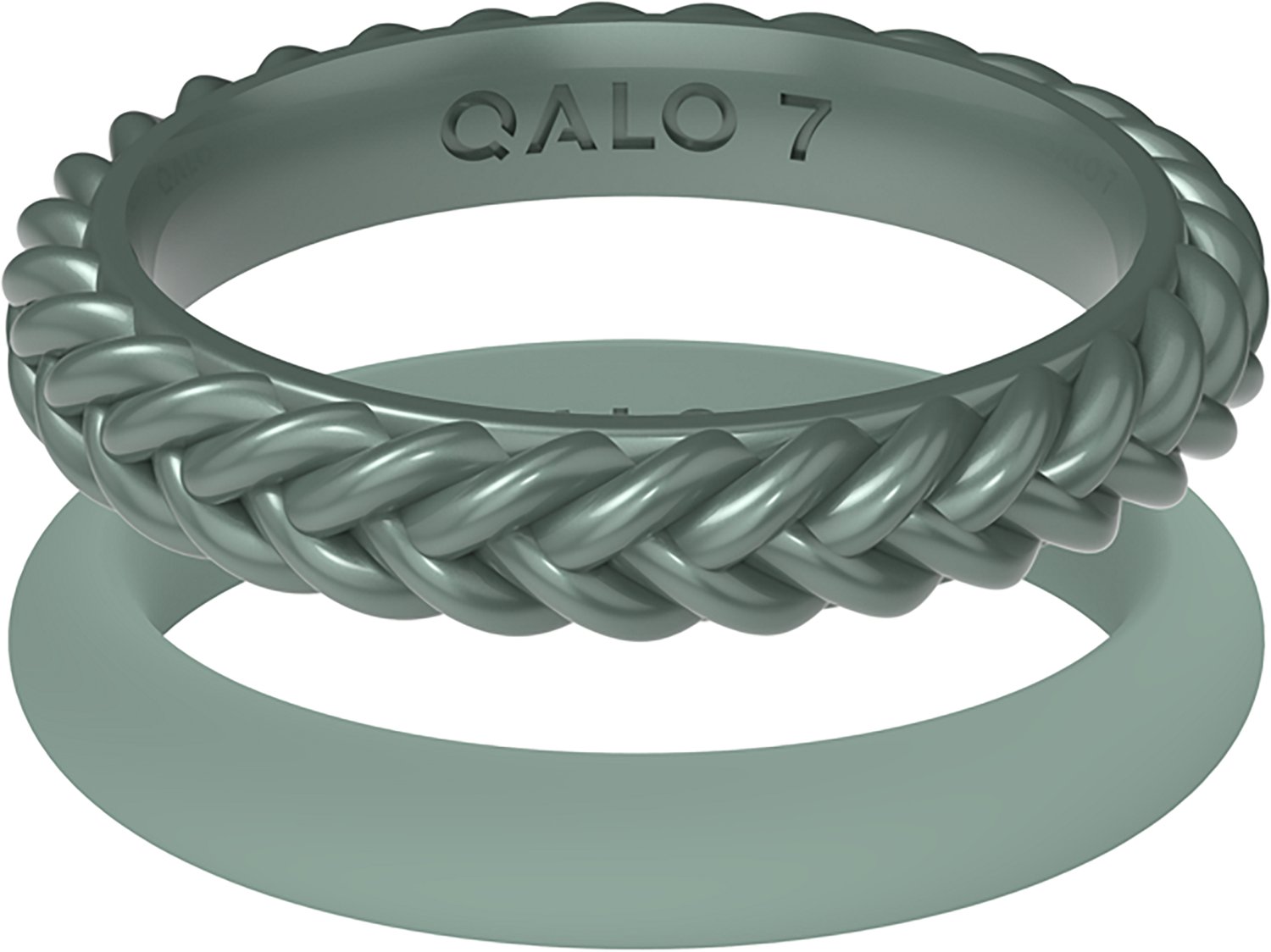 QALO Women's Braid And Classic 2-Stack Ring