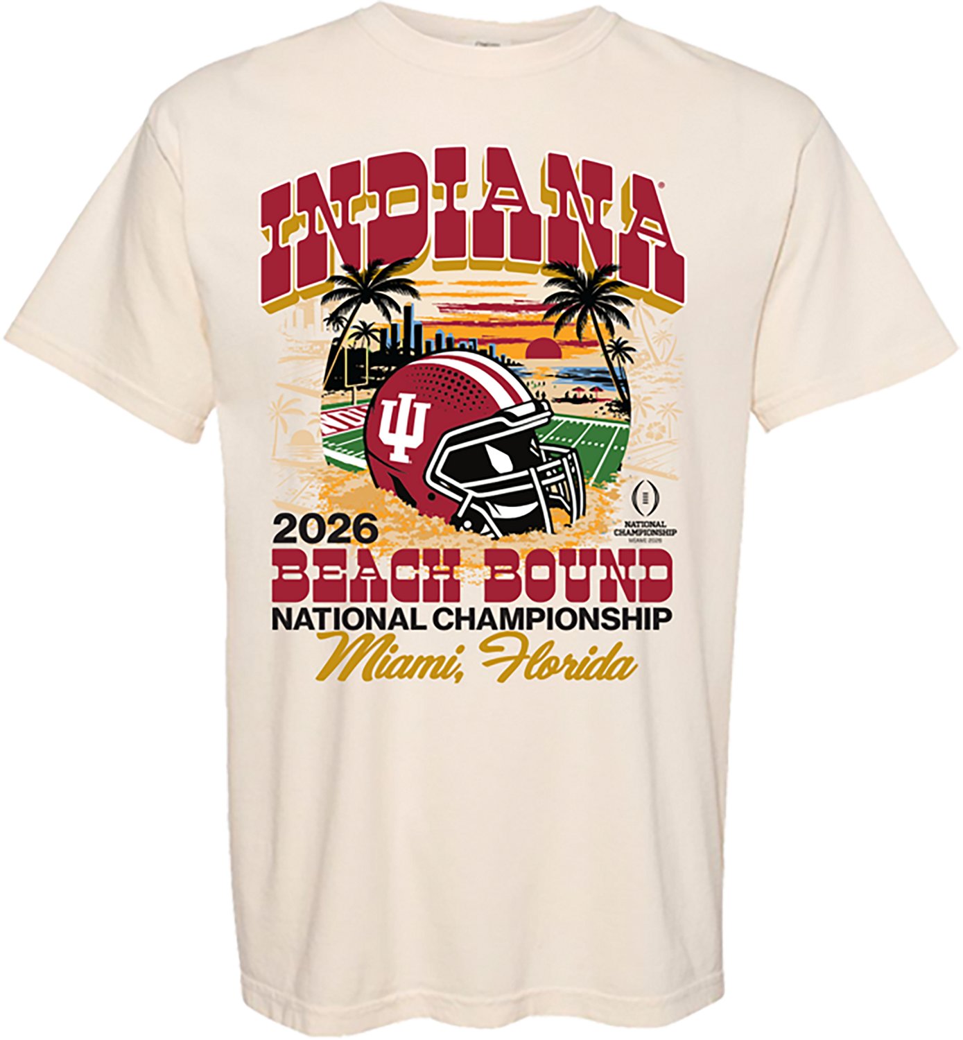 Something Inked Men's Indiana Hoosiers 2025 CFP National Championship Bound Helmet Sand Short Sleeve T-shirt