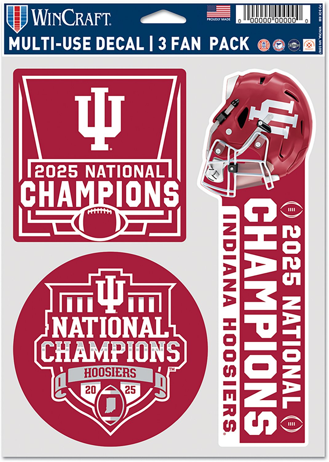 WinCraft Indiana 2025 CFP National Champions Fan Decals 3-Pack