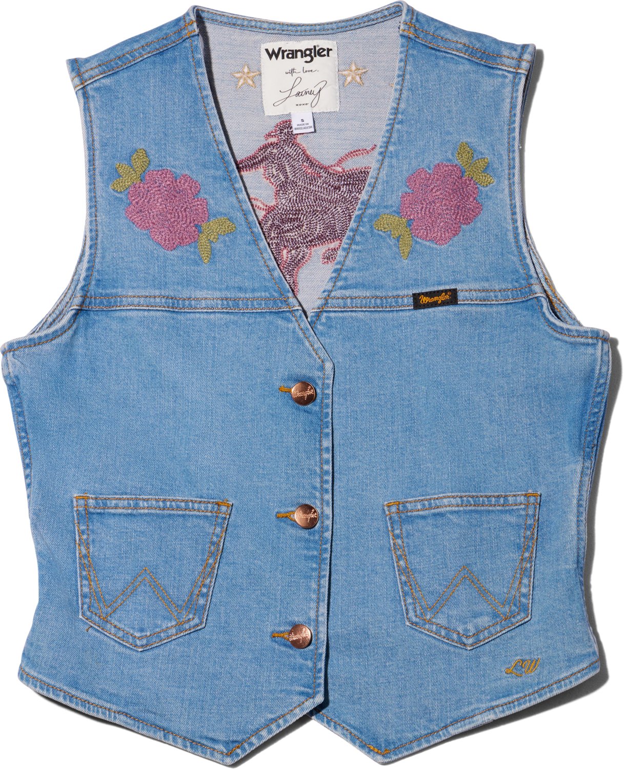 Wrangler Women's Lainey Wilson Embroidered Denim Shirt Vest - view number 2