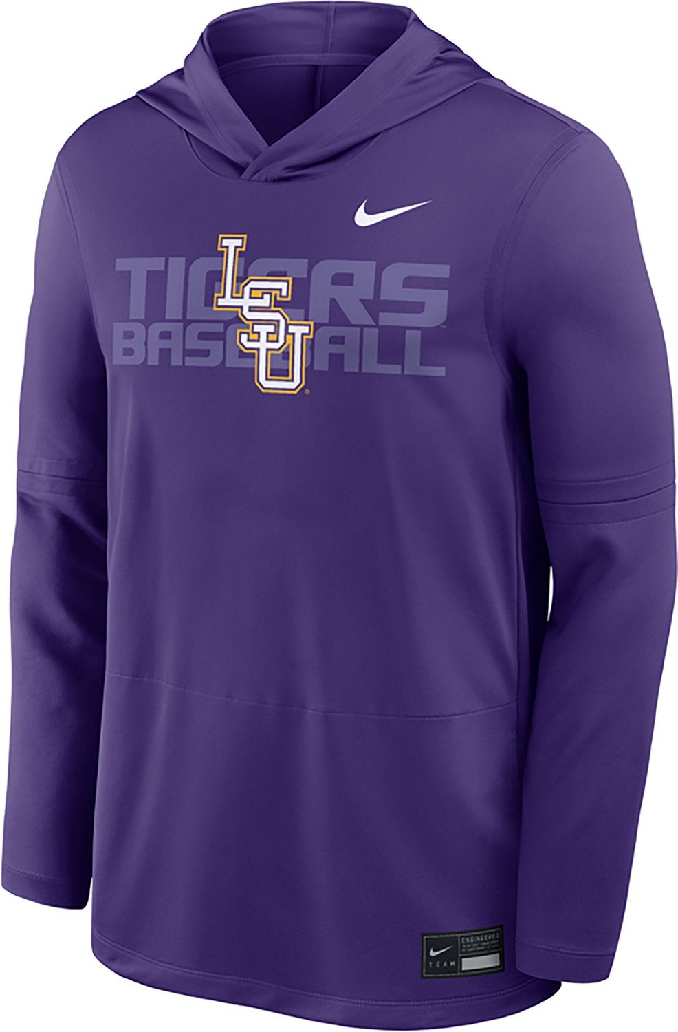 Nike Men's LSU Tigers Baseball Logo Lightweight Hooded Long Sleeve Top - view number 2