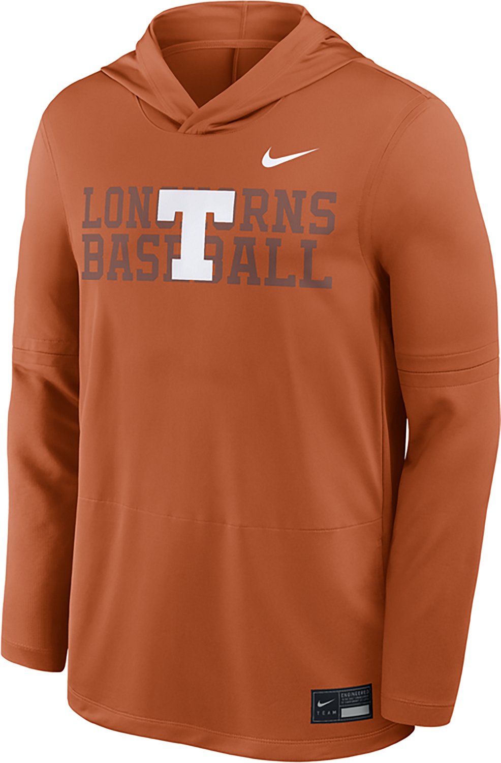 Nike Men's Texas Longhorns Baseball Logo Lightweight Hooded Long Sleeve Top - view number 2