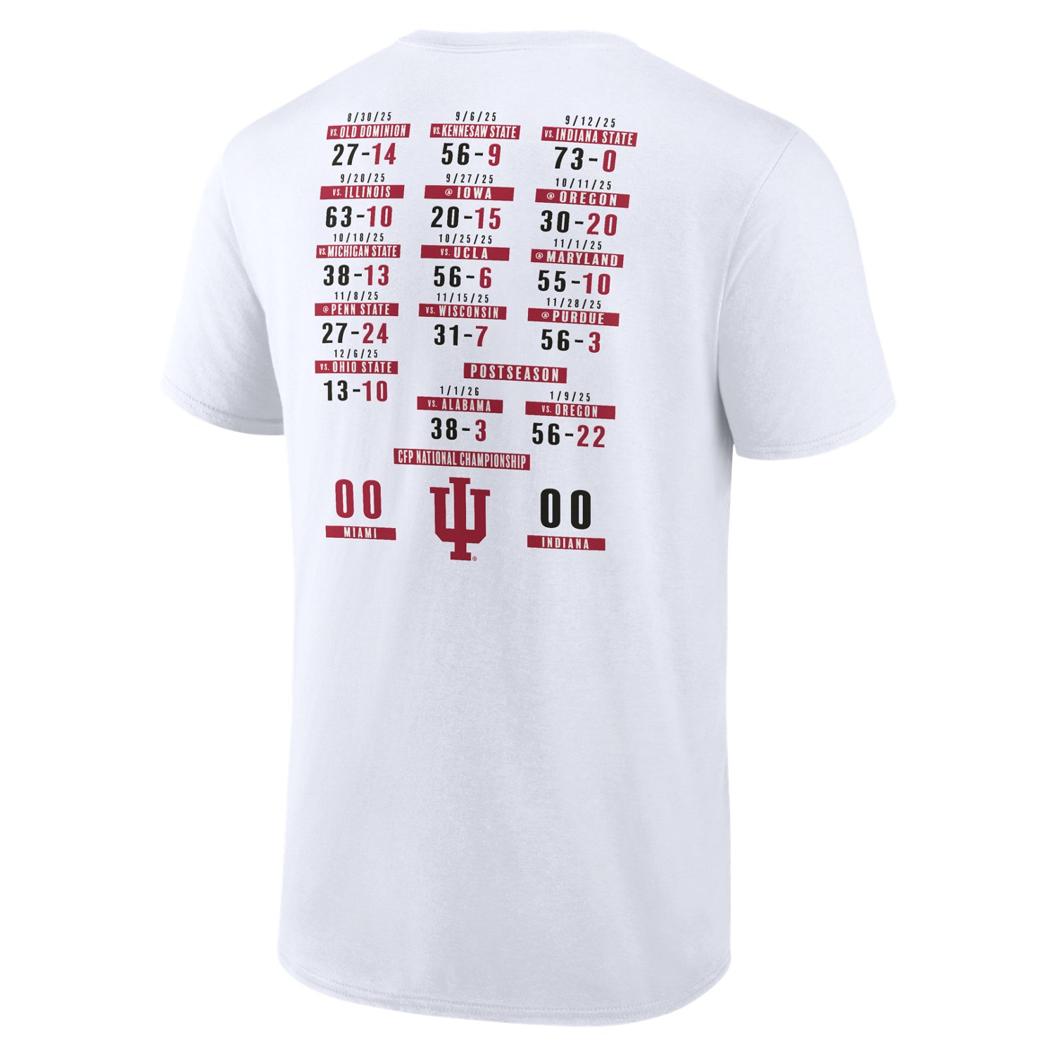 Fanatics Men's Indiana University Hoosiers 2025 CFP National Championship Schedule Short Sleeve T-Shirt - view number 3