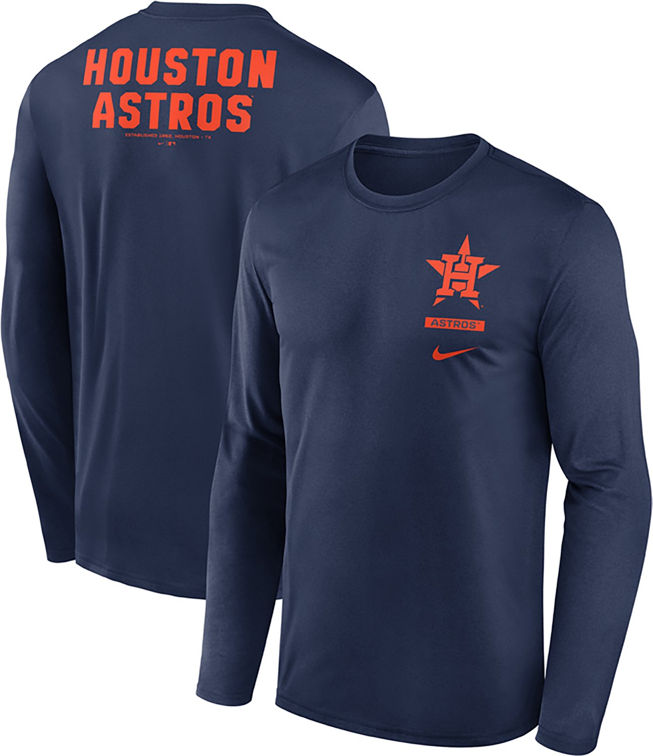 Nike Men's Houston Astros Primetime 2 Hit Legend Long Sleeve Graphic T-shirt