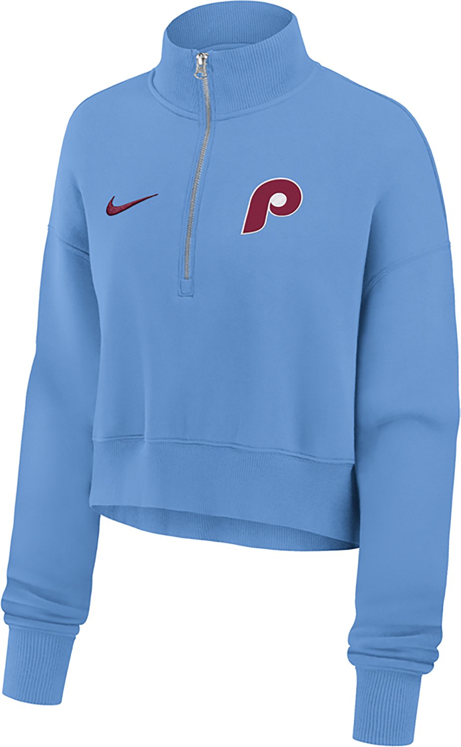 Nike Women's Philadelphia Phillies 1/2 Zip Cropped Fleece Pullover - view number 2