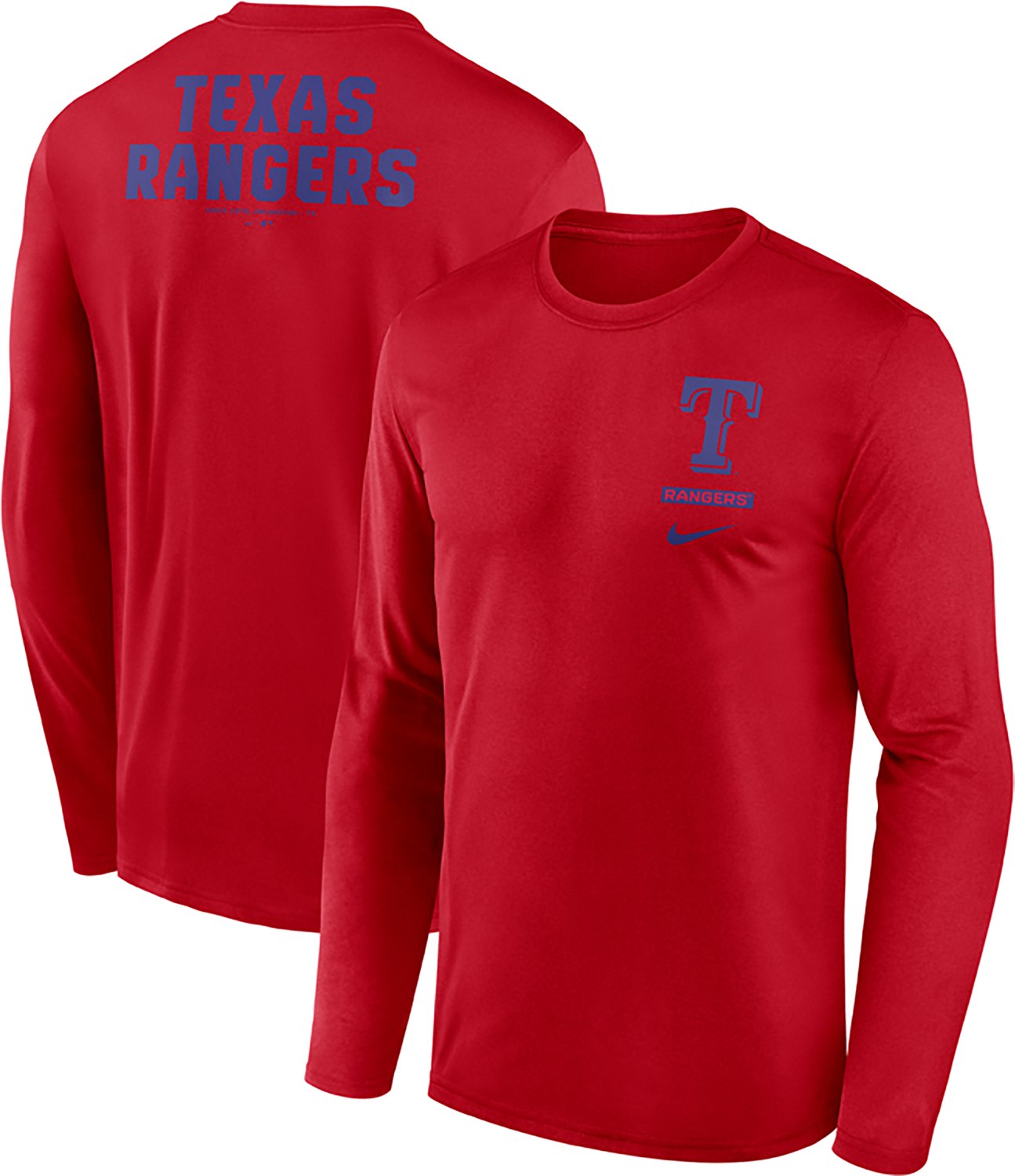 Nike Men's Texas Rangers Primetime 2 Hit Legend Long Sleeve Graphic T-shirt