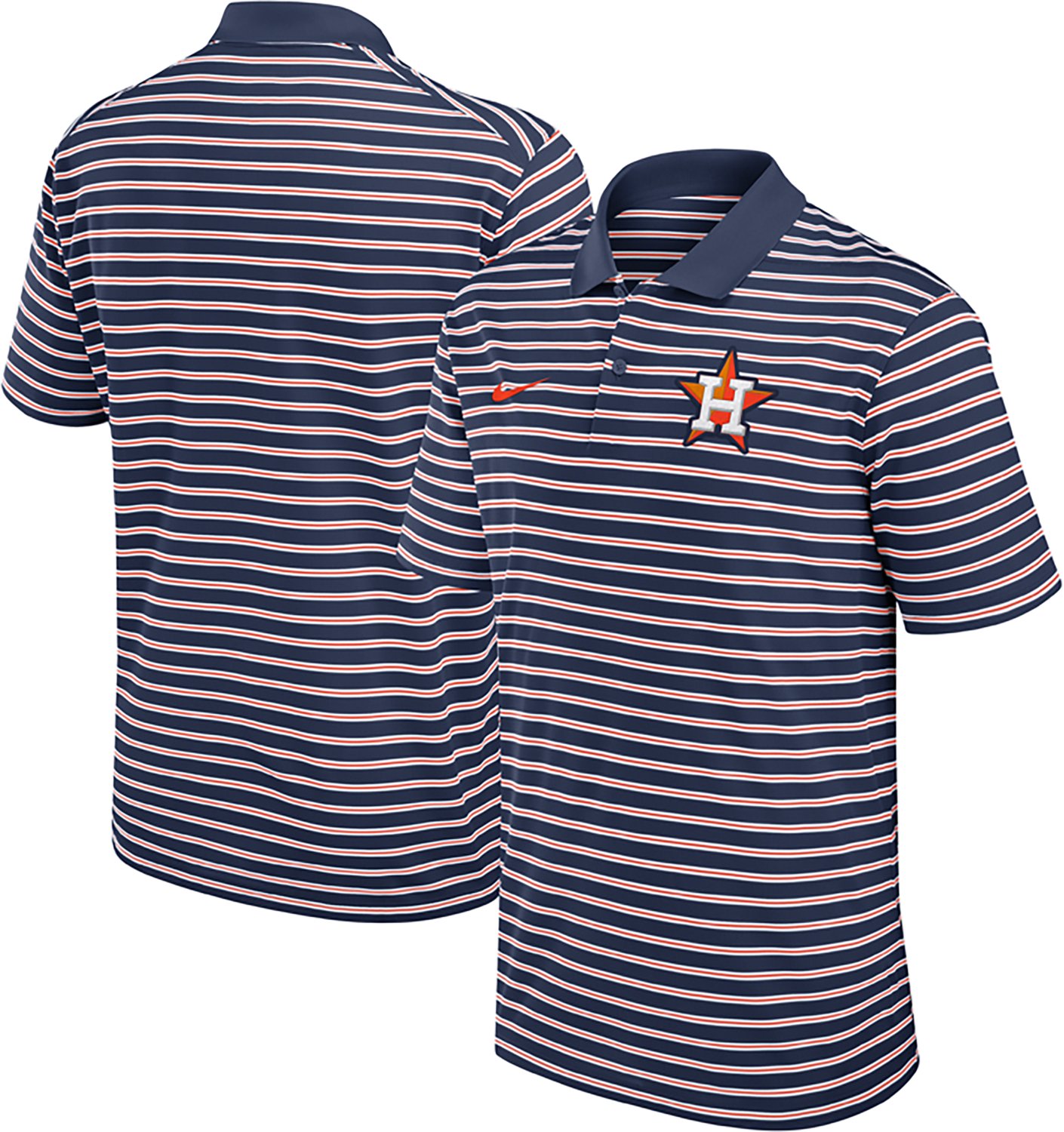 Nike Men's Houston Astros Primetime Striped Victory Polo Shirt.
