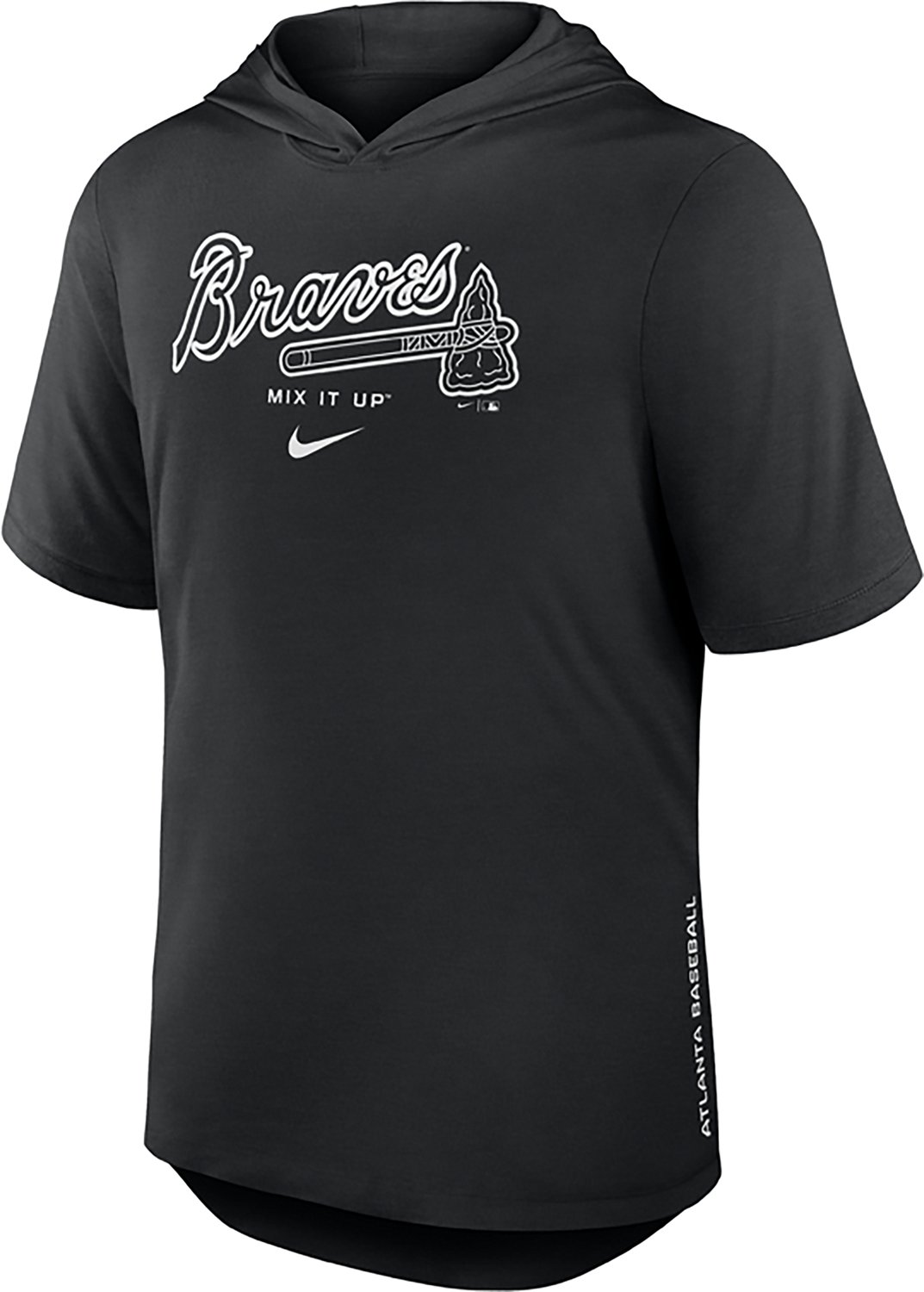 Nike Men's Atlanta Braves Primetime Arched Wordmark Short Sleeve Hoodie - view number 2