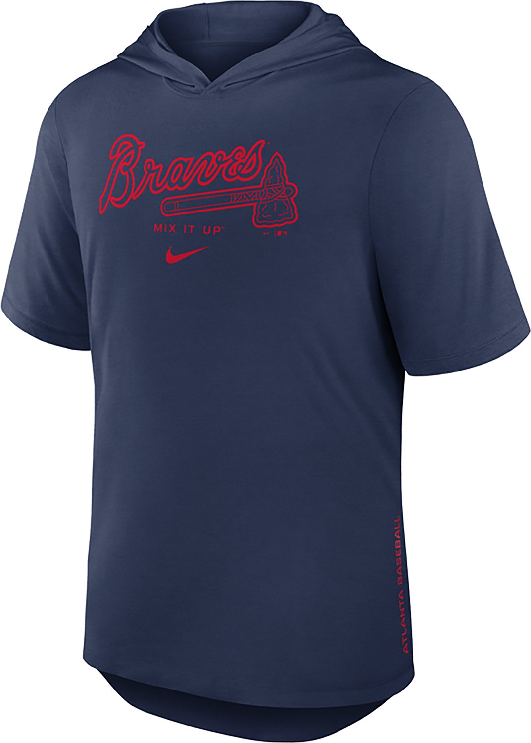 Nike Men's Atlanta Braves Primetime Arched Wordmark Short Sleeve Hoodie - view number 2