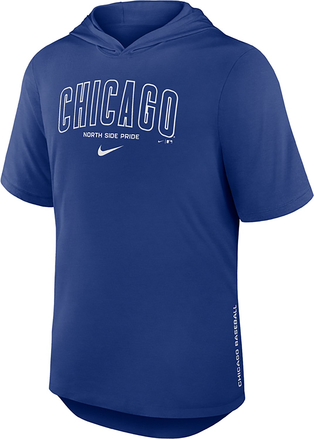 Nike Men's Chicago Cubs Primetime Arched Wordmark Short Sleeve Hoodie - view number 2