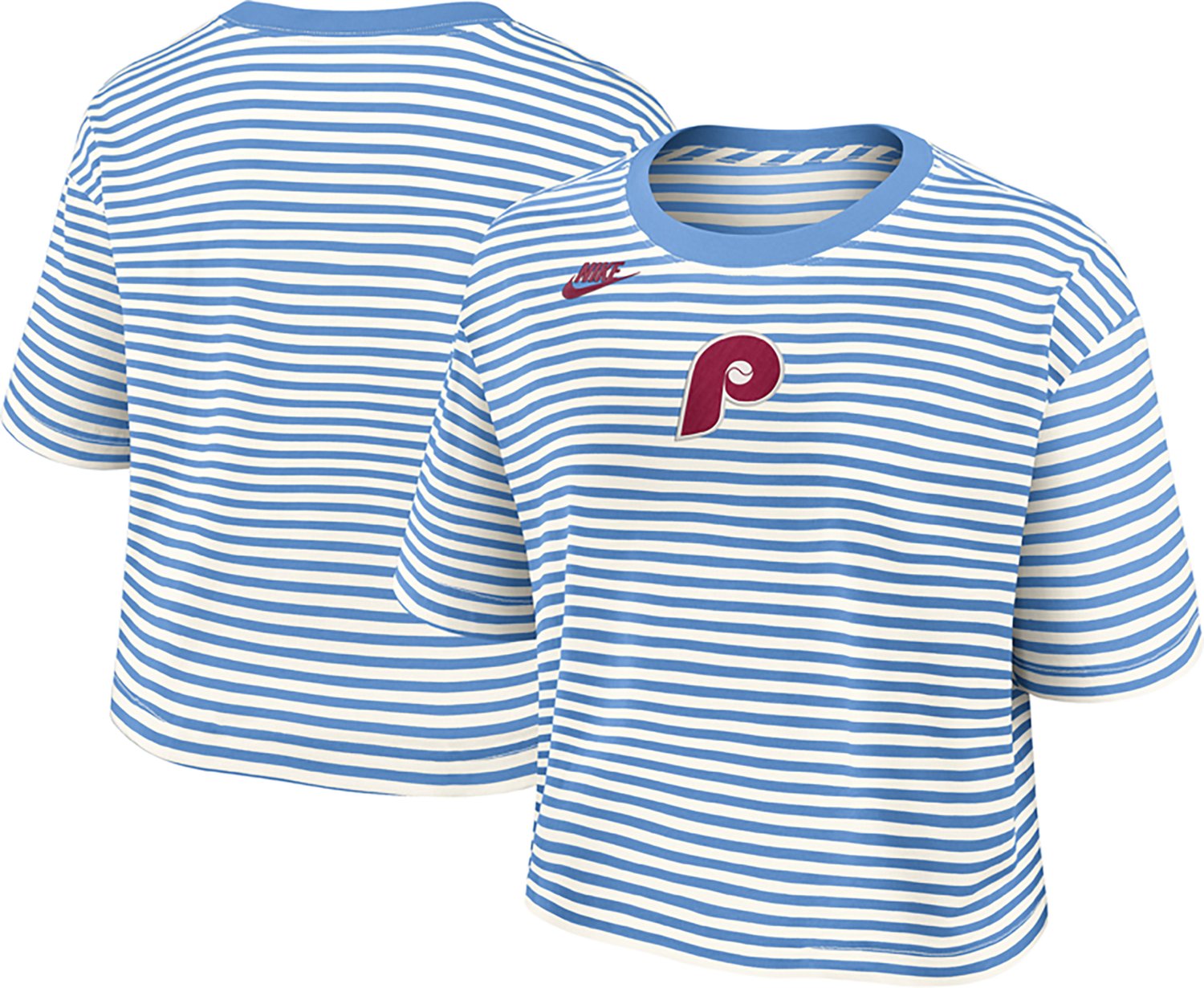 Nike Women's Phillies Cooperstown Striped Crop T-shirt - view number 4