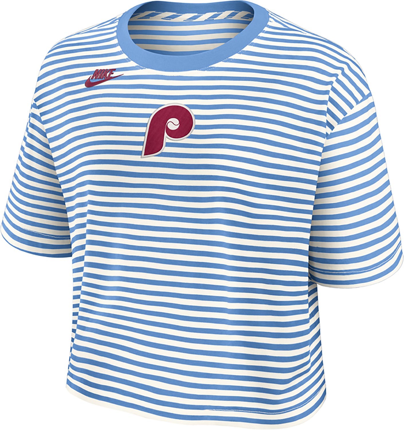 Nike Women's Phillies Cooperstown Striped Crop T-shirt - view number 5