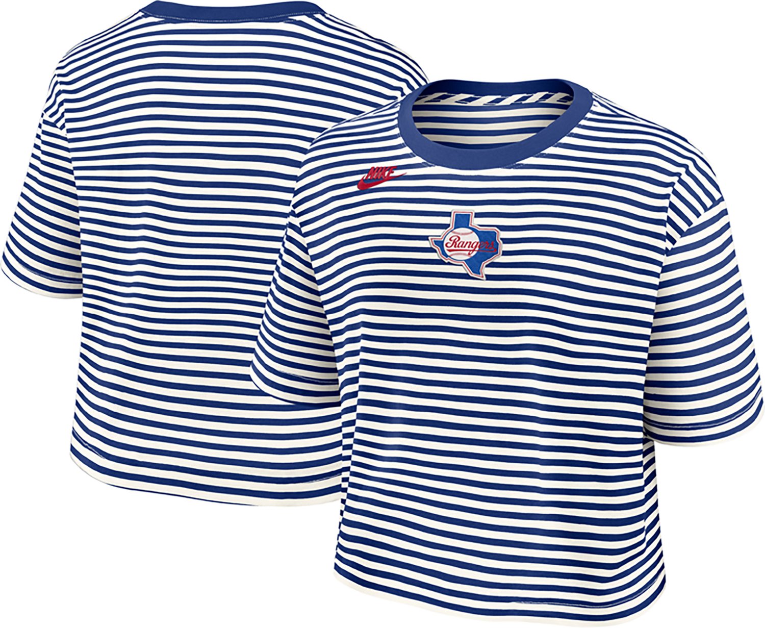 Nike Women's Rangers Cooperstown Striped Crop T-shirt