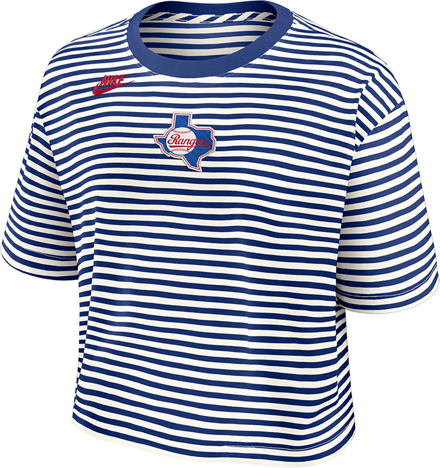 Nike Women's Rangers Cooperstown Striped Crop T-shirt - view number 2