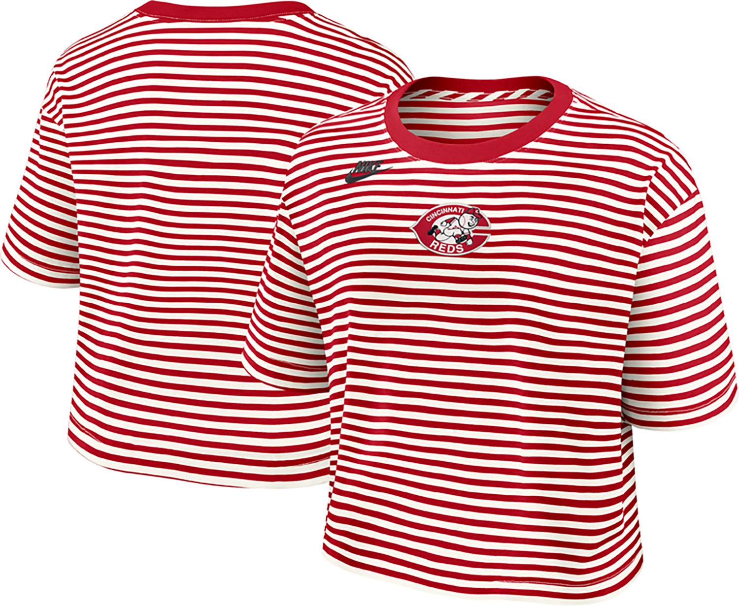 Nike Women's Reds Cooperstown Striped Crop T-shirt
