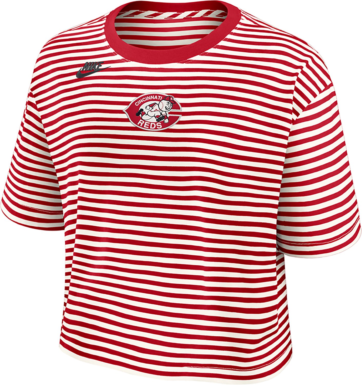 Nike Women's Reds Cooperstown Striped Crop T-shirt - view number 2