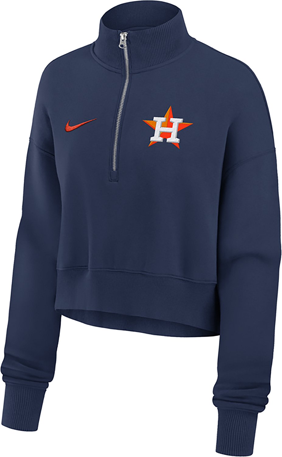 Nike Women's Houston Astros Phoenix 1/2-Zip Cropped Long Sleeve Fleece Pullover - view number 2
