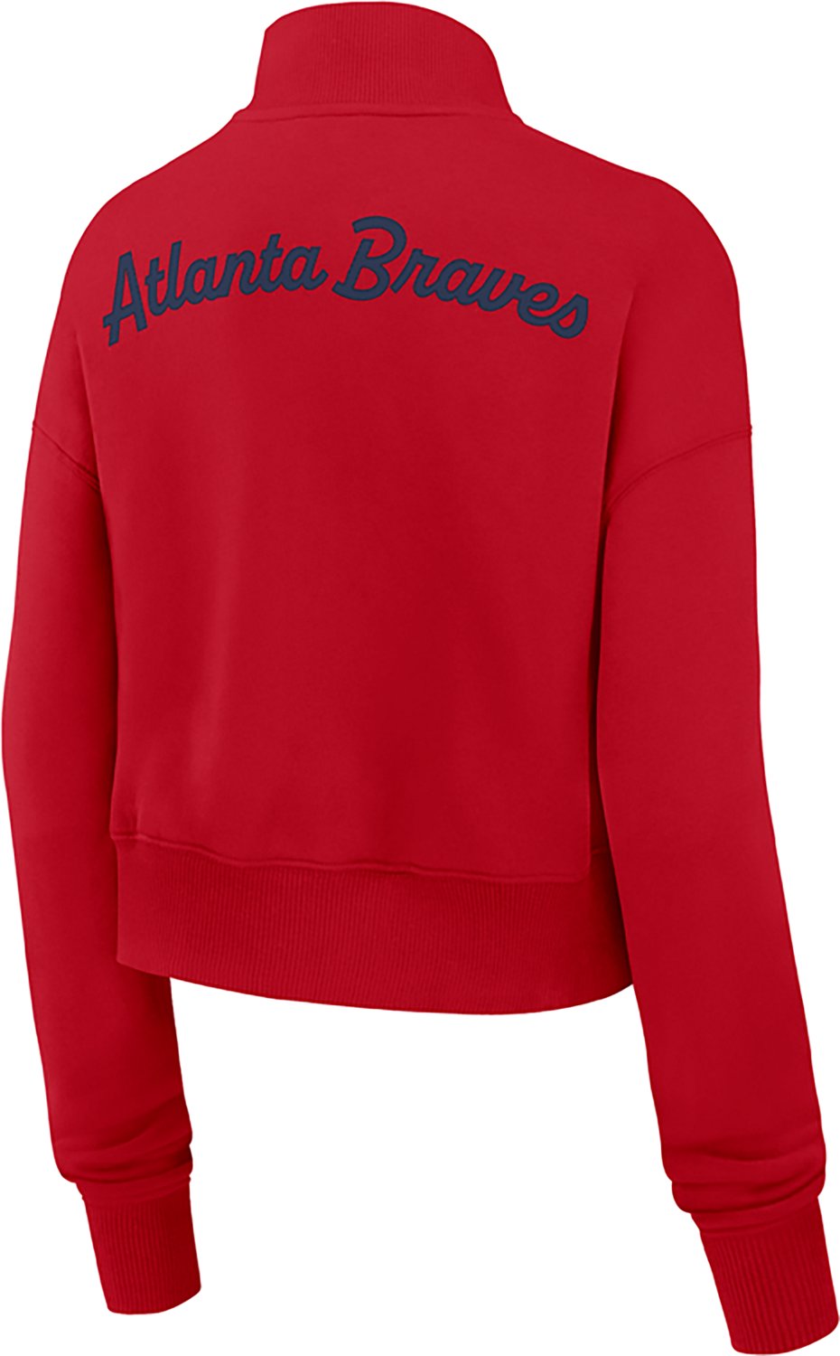 Nike Women's Atlanta Braves Phoenix 1/2-Zip Cropped Long Sleeve Fleece Pullover - view number 3