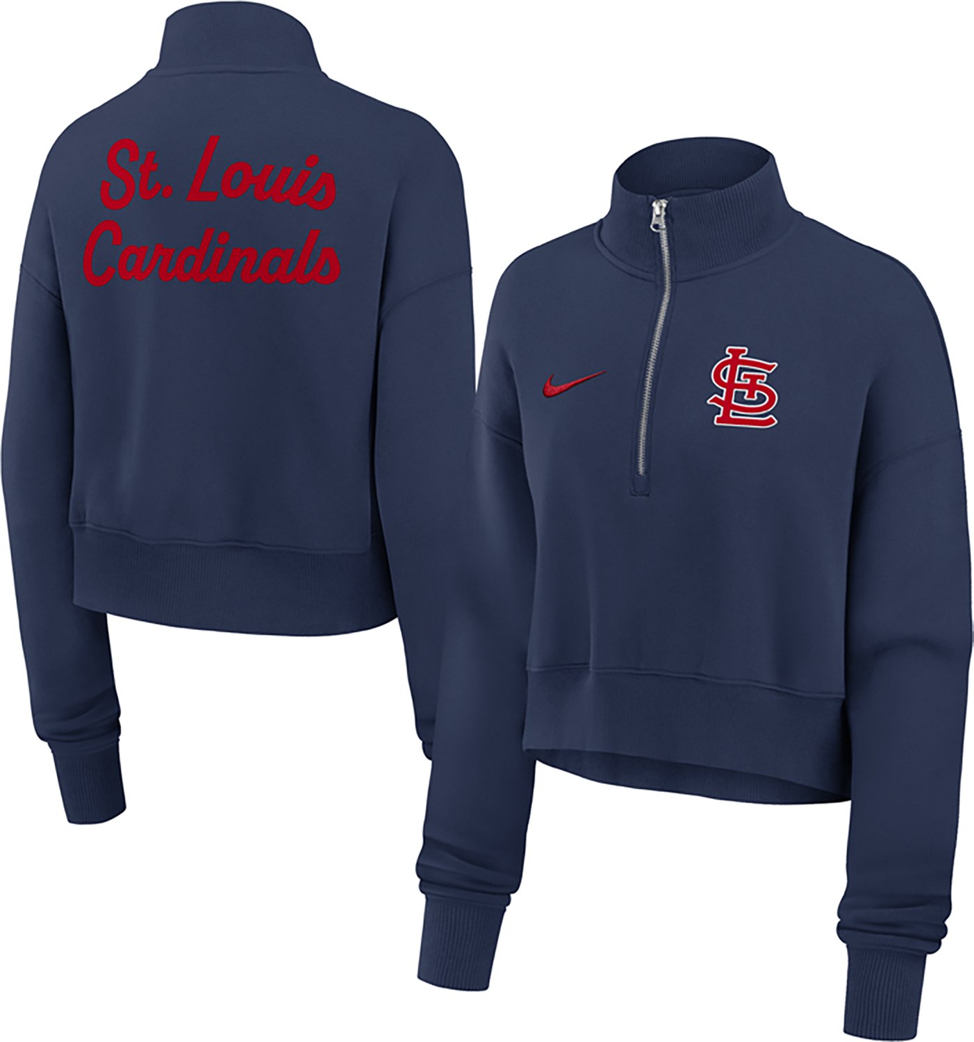 Nike Women's St. Louis Cardinals Phoenix 1/2-Zip Cropped Long Sleeve Fleece Pullover