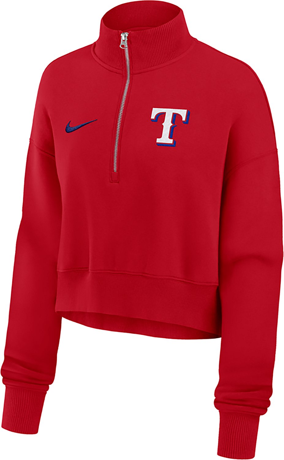 Nike Women's Texas Rangers Phoenix 1/2-Zip Cropped Long Sleeve Fleece Pullover - view number 2
