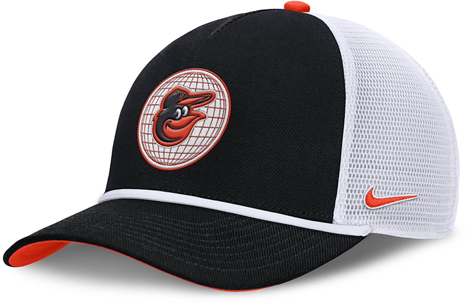 Nike Men's Baltimore Orioles Primetime Rise Dri-FIT Structured 5-Panel Trucker Cap