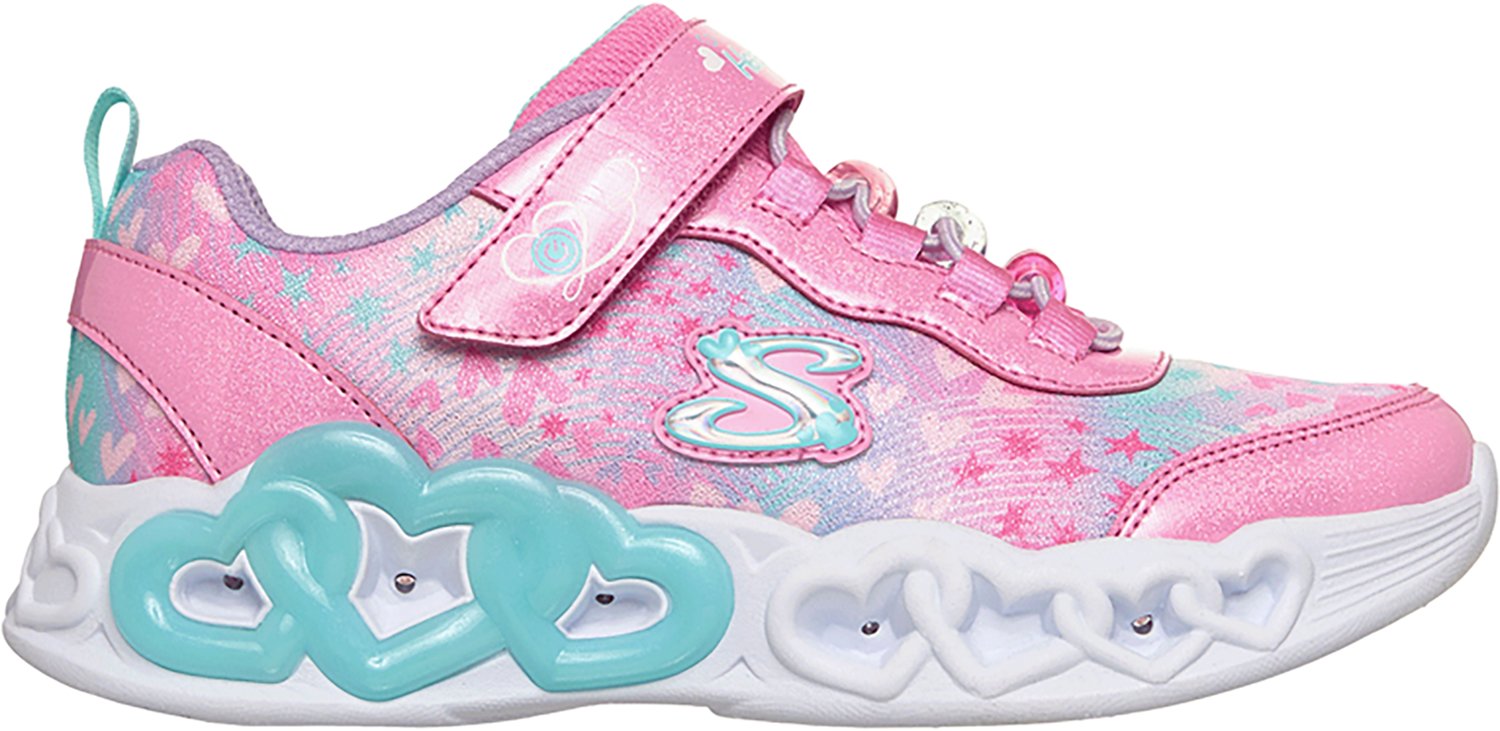 SKECHERS Girls' Infinite Heart Lights Heart Jewels Shoes