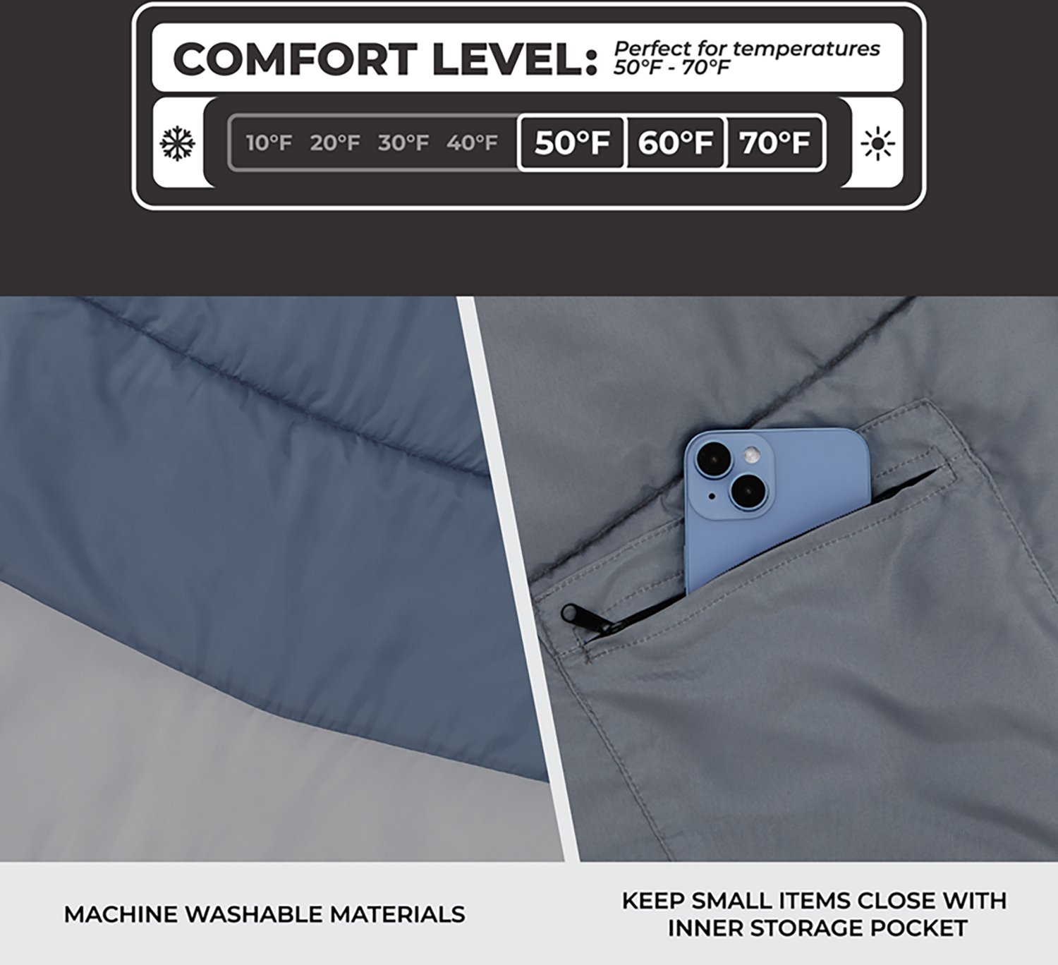 CORE Equipment XL 50F Rectangular Sleeping Bag - view number 5
