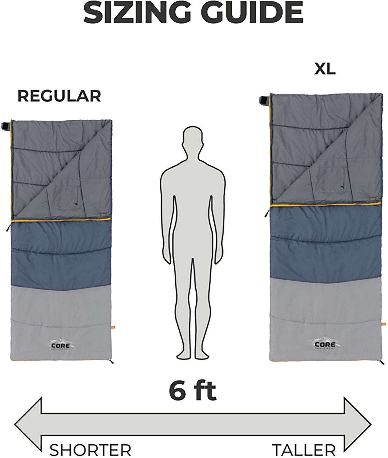 CORE Equipment XL 50F Rectangular Sleeping Bag - view number 7