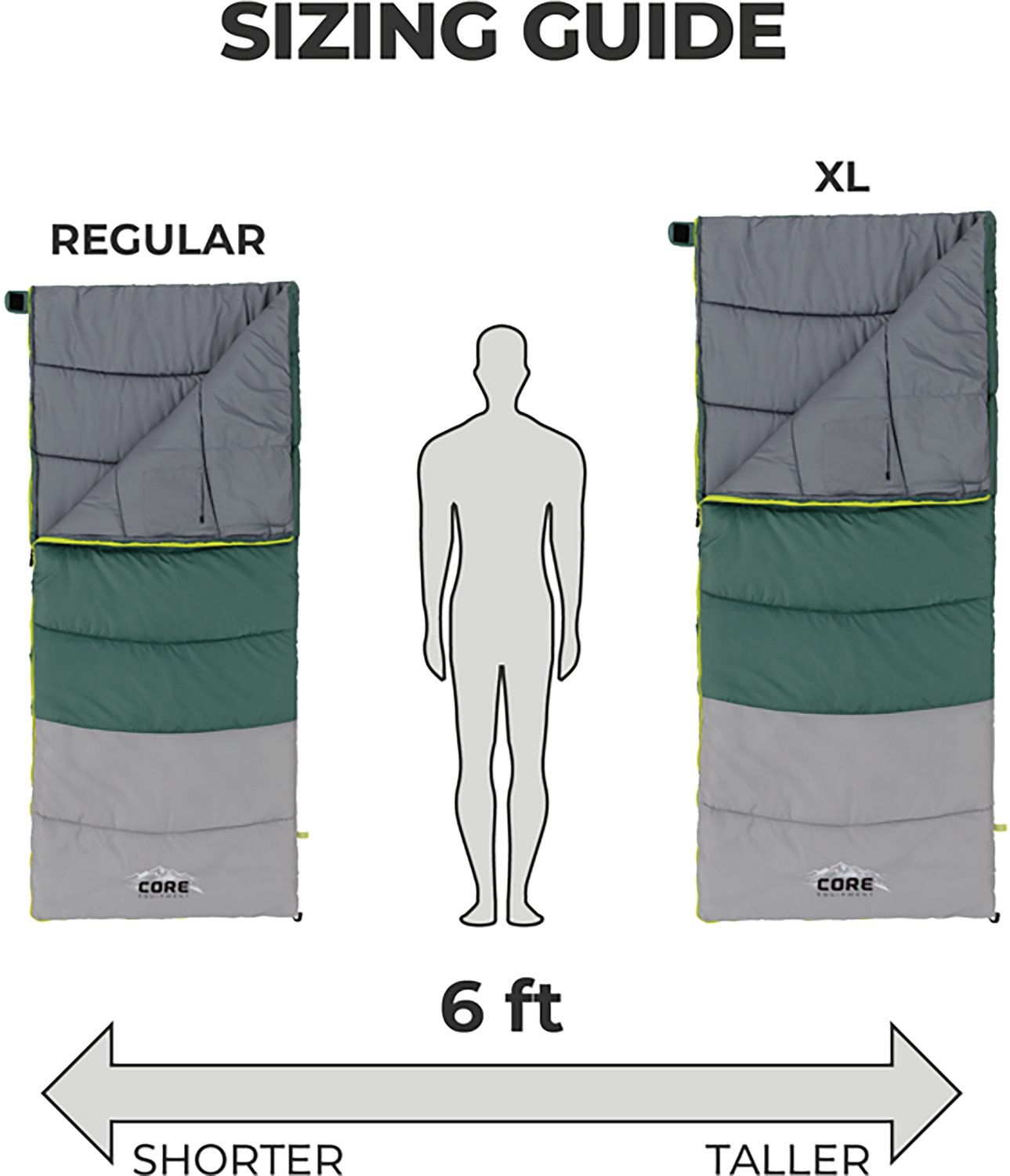 CORE Equipment XL 30F Rectangular Sleeping Bag - view number 7