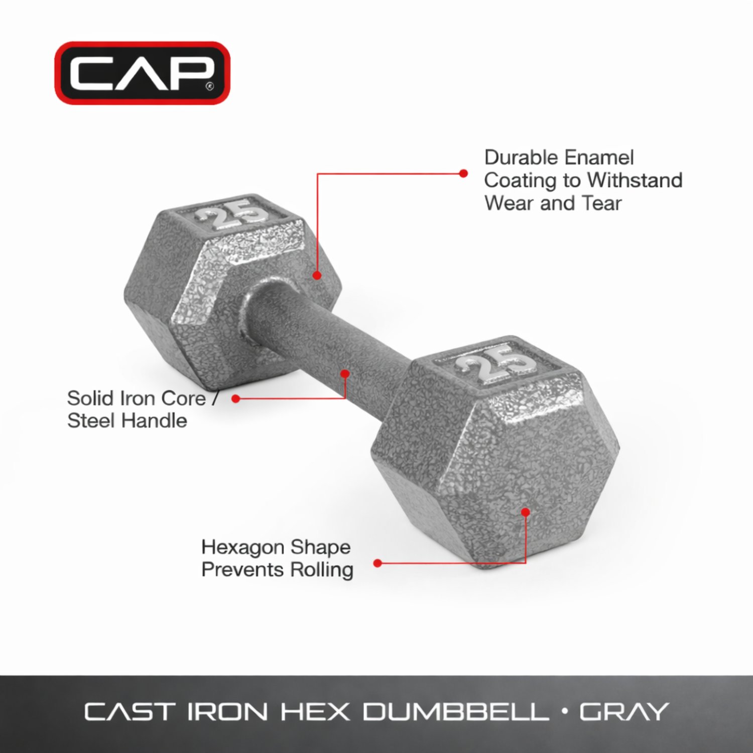 CAP Barbell 25 Lb. Solid Hex Dumbbell – Single - view number 2