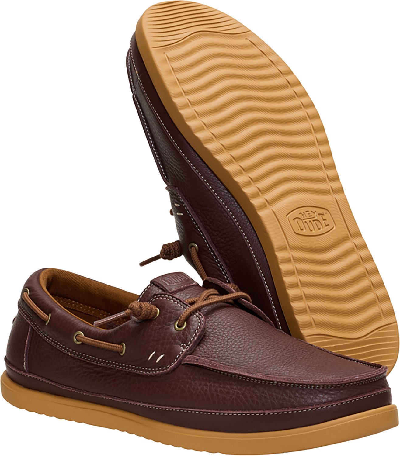 HEYDUDE Men's Harbor Lo Craft Leather Boat Shoes - view number 6