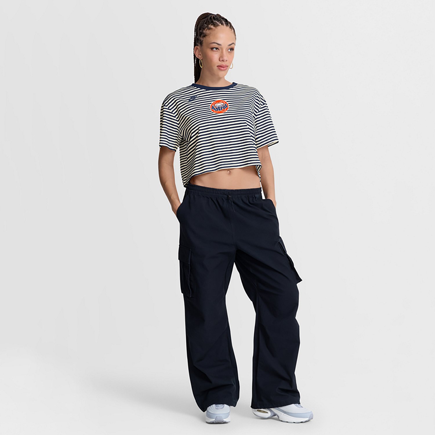 Nike Women's Astros Cooperstown Striped Crop T-shirt - view number 3