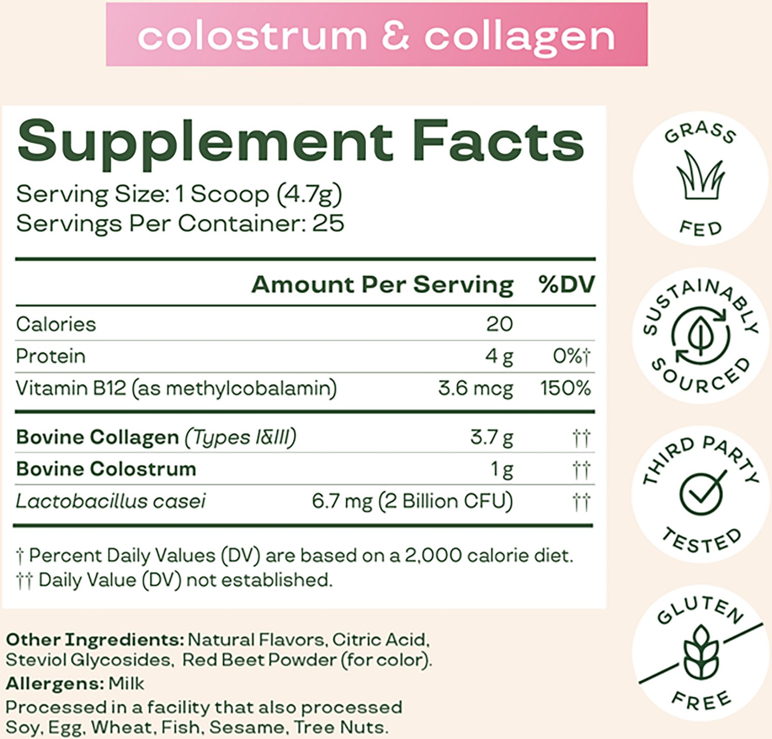 Bloom Nutrition Colostrum & Collagen Peptides - 25 Servings - view number 4